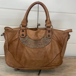 Liebeskind Berlin Esther Vintage Studded Satchel Tan Leather Vachetta Handbag